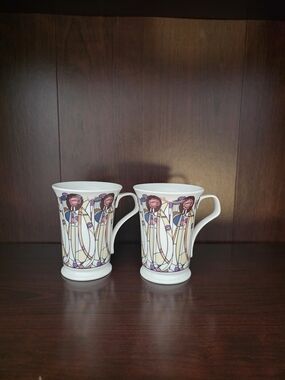 Vintage Dunoon Fine Bone China Roxburgh In The Style Of Mackintosh - Set of 2
